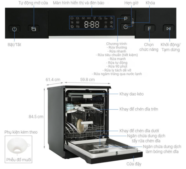 MÁY RỬA CHÉN ĐỘC LẬP HAFELE HDW F60EB 538.21.310 - 2